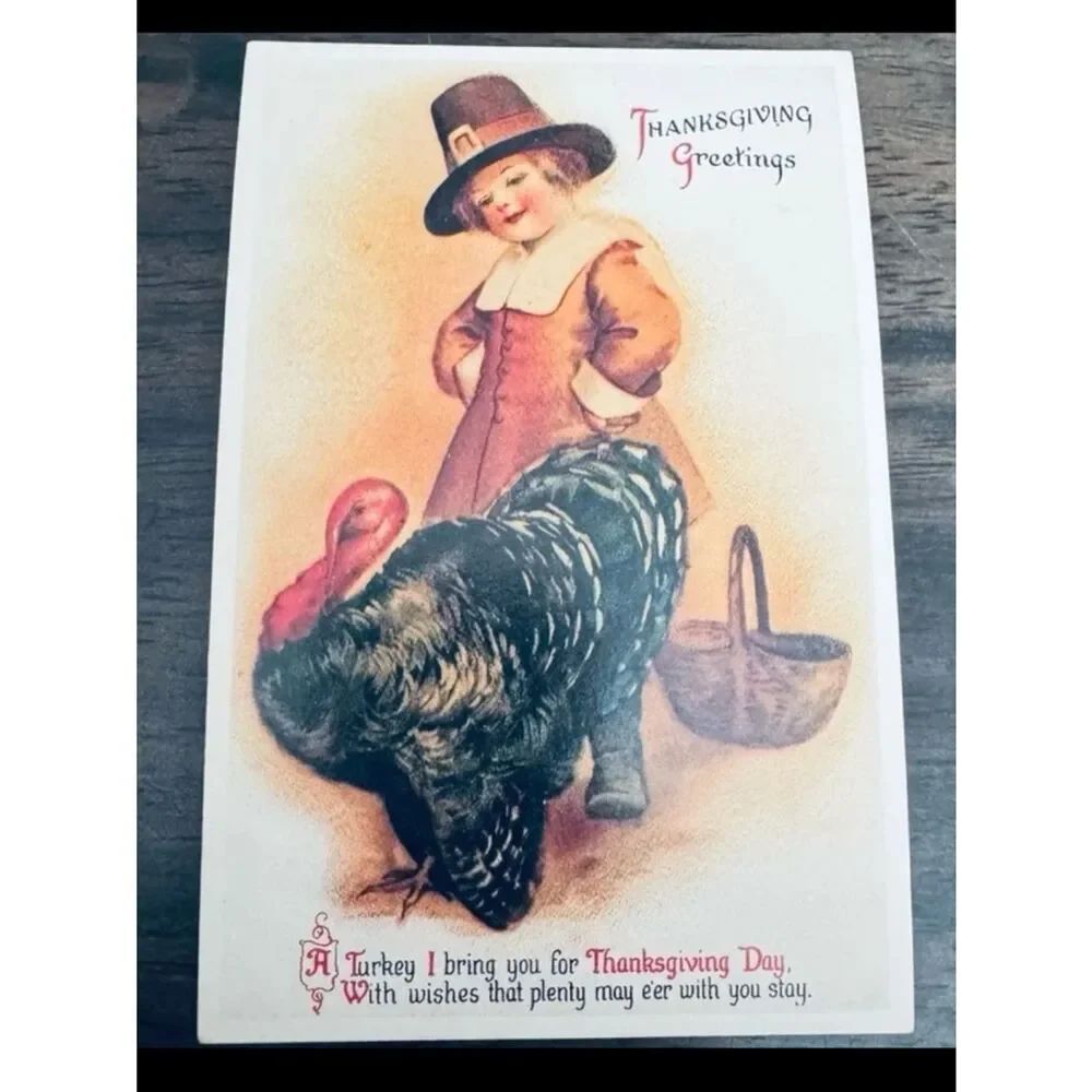 Vintage Thanksgiving Day Greetings Turkey Postcard